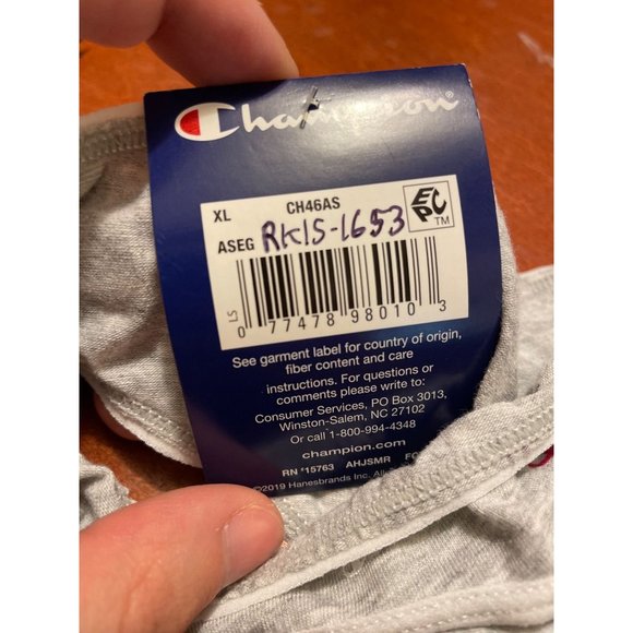 Women's Cheeky Thong Double Dry Underwear - Champion Gray Logo XL - Picture 6 of 6